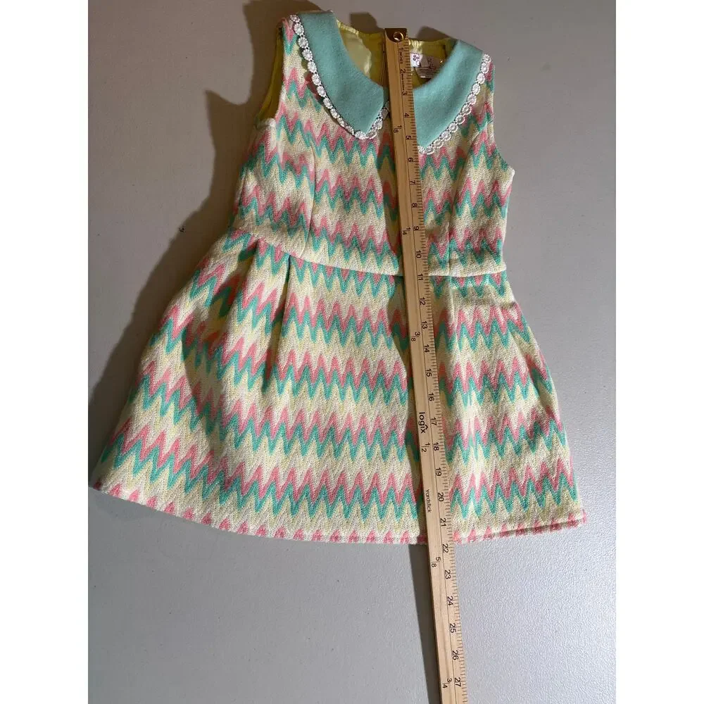 Sweet Charlotte Kids Girl's Size 5 Colorful Pink Cute Geometric Print Mini Dress